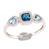 14KWG Ring w/ Swiss & London Blue Topaz - size 7.5